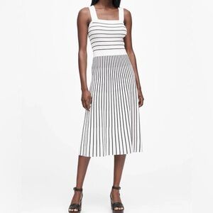 Banana Republic Black and White Striped Midi Dress